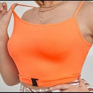 Orange Buckled Crop Top